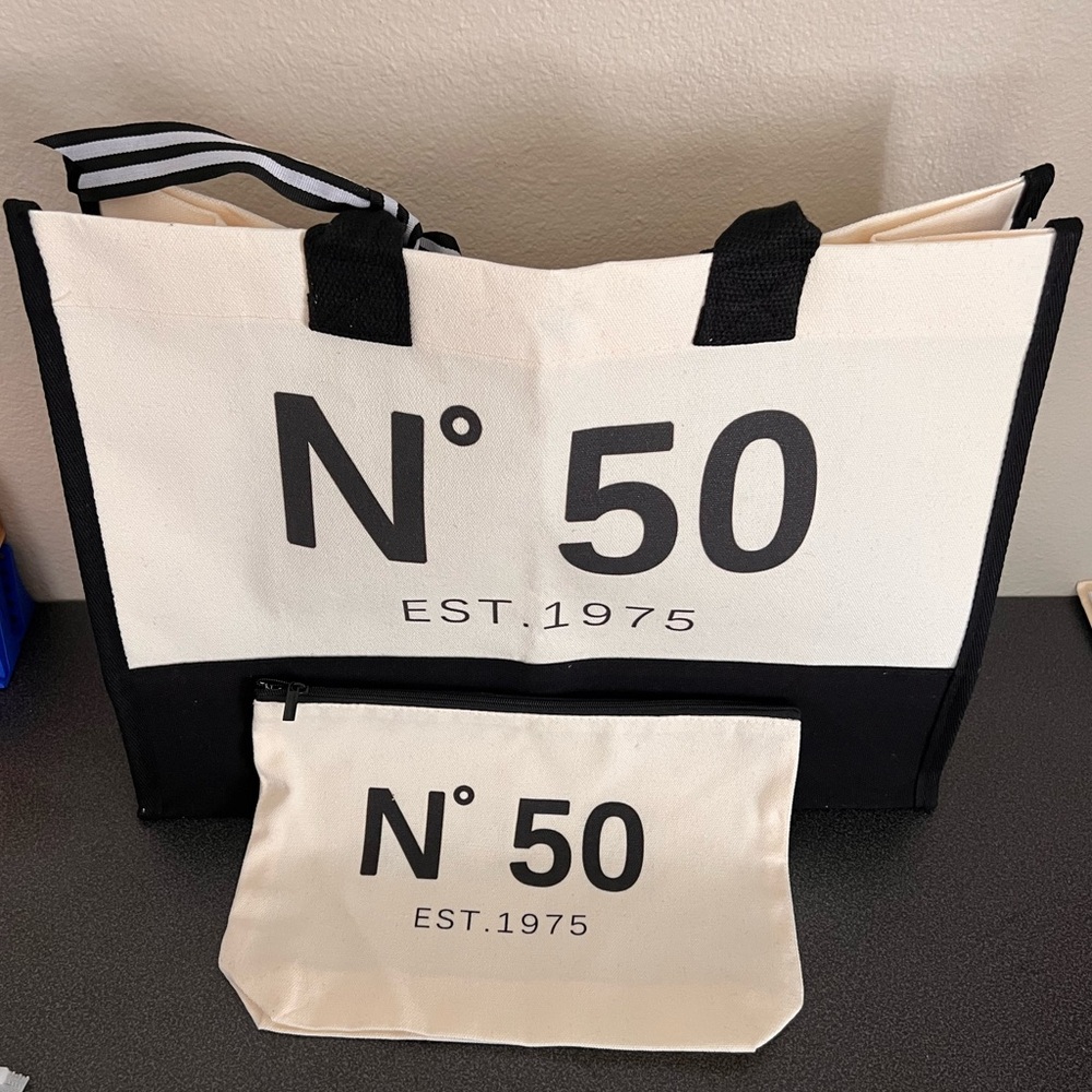 Stylish Black and White Tote Bag Set